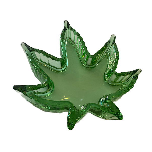 Green Leaf Glass Ashtray