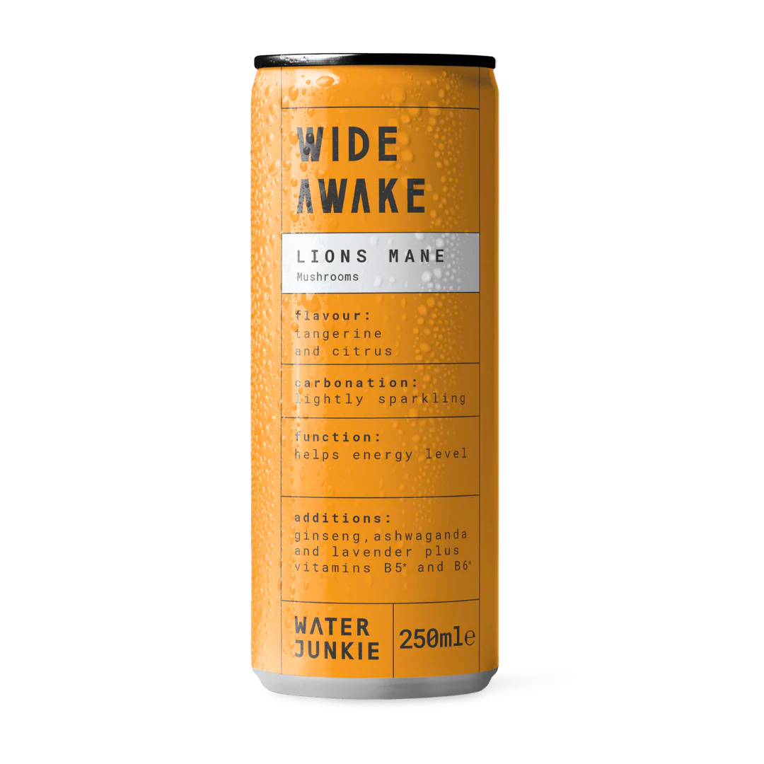 Water Junkie - WIDE AWAKE Lion's Mane Mushroom Drink (Tangerine + Citrus)