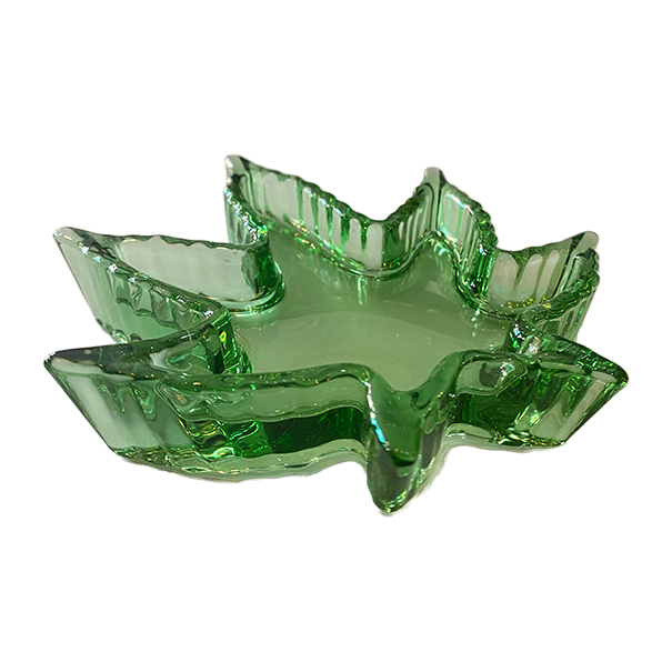 Green Leaf Glass Ashtray