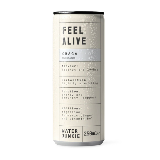 Water Junkie - FEEL ALIVE Chaga Mushroom Drink (Coconut + Lychee)