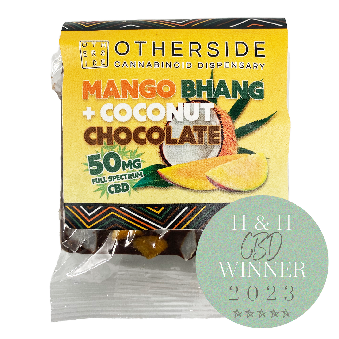 - Otherside - Mango Bhang + Coconut CBD  Raw Chocolate Bar